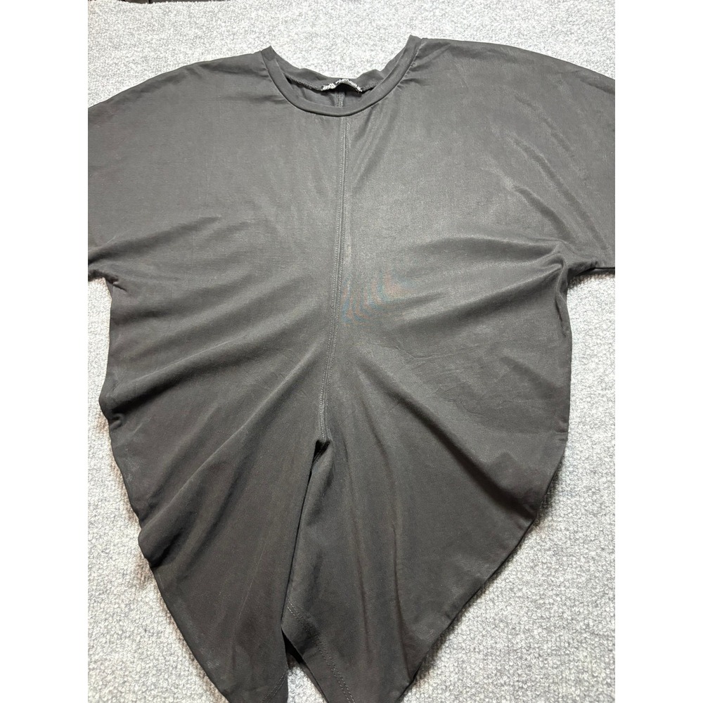 Zara Women Black Draped Asymmetrical Tulip Hem Short Sleeve Top Small